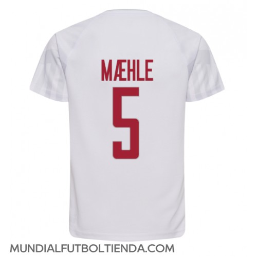 Camiseta Dinamarca Joakim Maehle #5 Segunda Equipación Replica Mundial 2022 mangas cortas